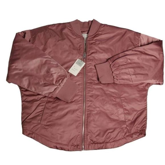 Blush Pink Satin Bomber Jacket New Women's XXL - Picture 4 of 10